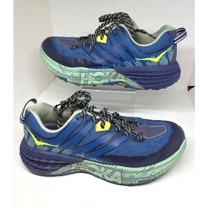 Hoka Speedgoat 2 Trail Running Shoes Womens 8.5 Blue Yellow Good Vibram Sole